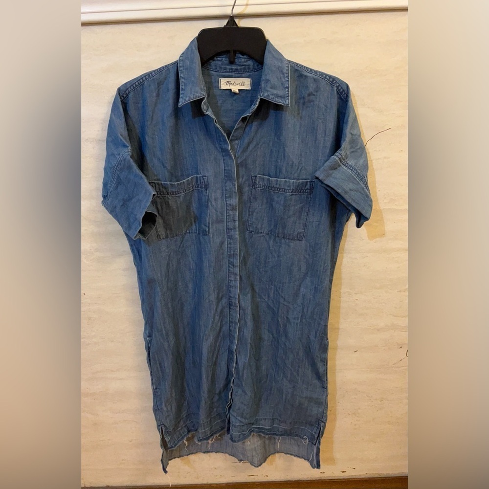 Madewell Indigo Denim Short Sleeve Shirt Dress